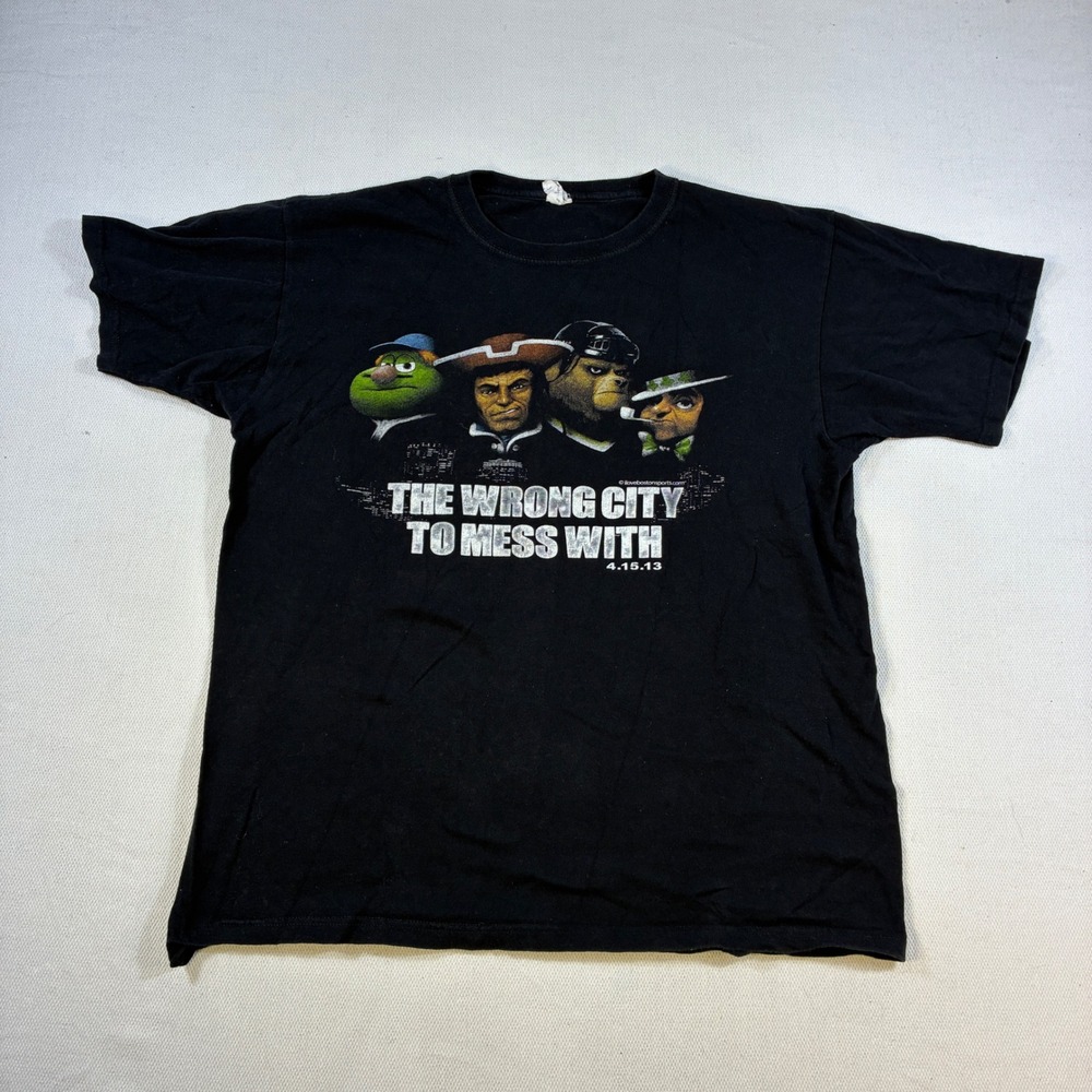 Vintage Boston Strong T-Shirt Mens Large Black 4.15.13 Wrong City To Mess With